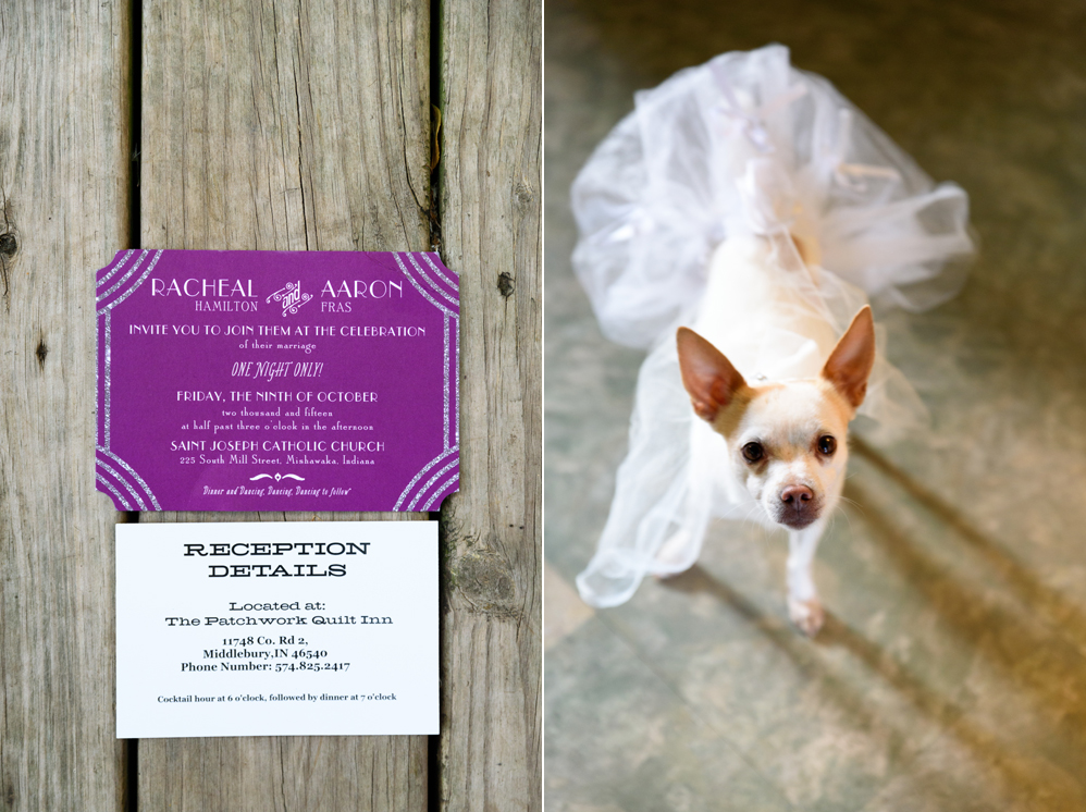 Fall Purple Patchwork Quilt Inn Barn Wedding