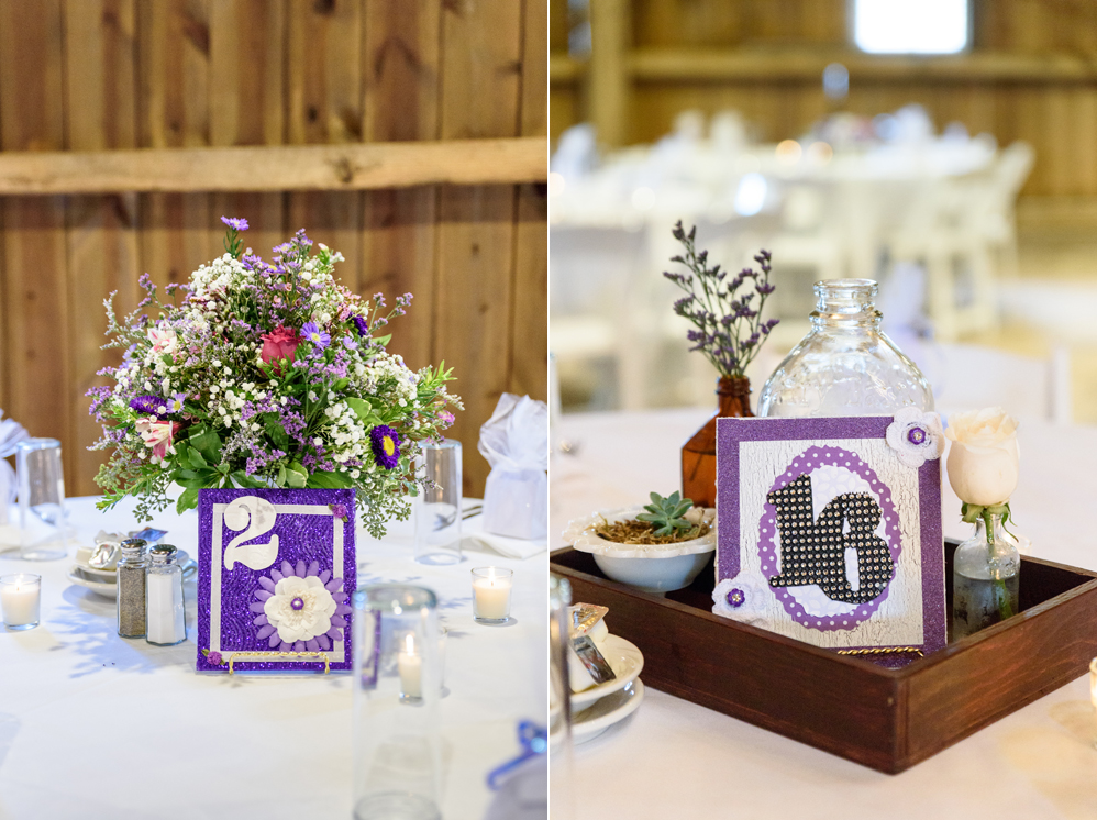 Fall Purple Patchwork Quilt Inn Barn Wedding