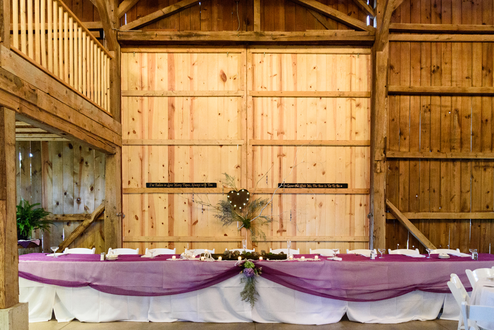 Fall Purple Patchwork Quilt Inn Barn Wedding