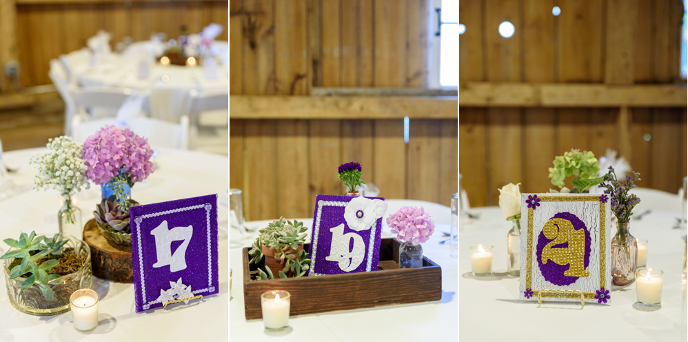 Fall Purple Patchwork Quilt Inn Barn Wedding