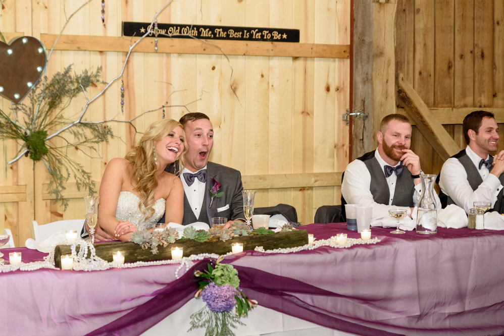 Fall Purple Patchwork Quilt Inn Barn Wedding