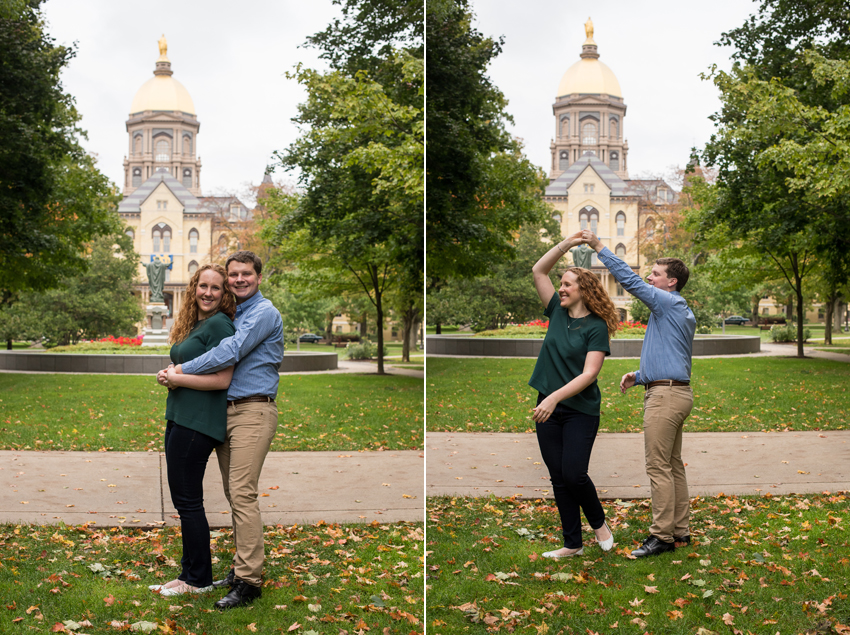 Notre Dame Campus Golden Dome Fall Engagement Session