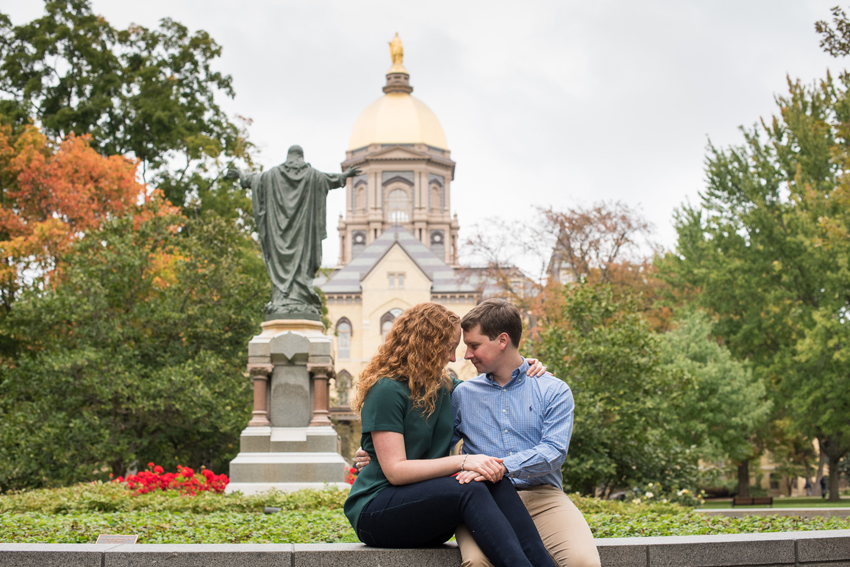 Notre Dame Campus Golden Dome Fall Engagement Session