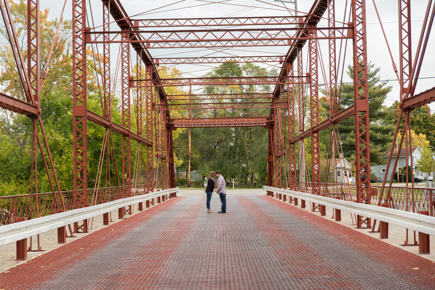 Goshen Old Bag Factory Bridge Fall Engagement Session