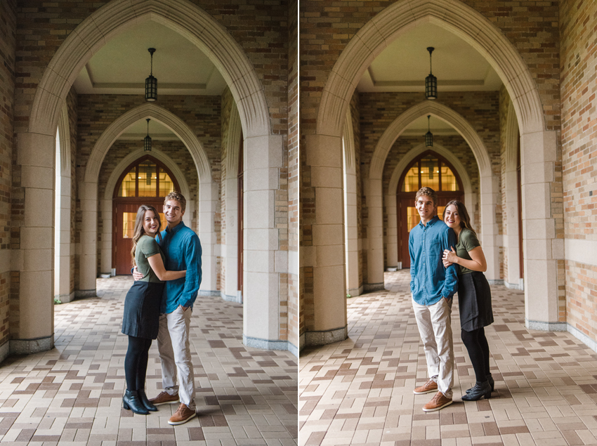 Notre Dame Fall Rain Engagement Photos