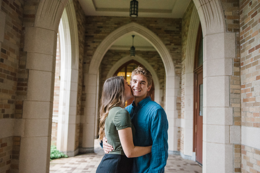 Notre Dame Fall Rain Engagement Photos