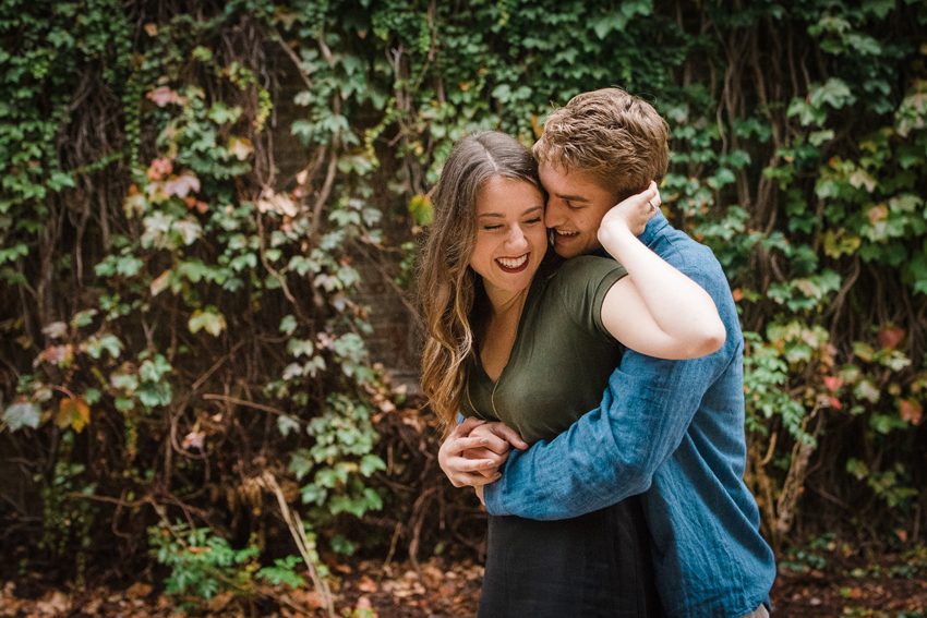 Notre Dame Fall Rain Engagement Photos