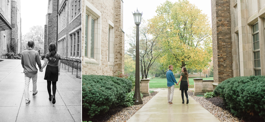 Notre Dame Fall Rain Engagement Photos