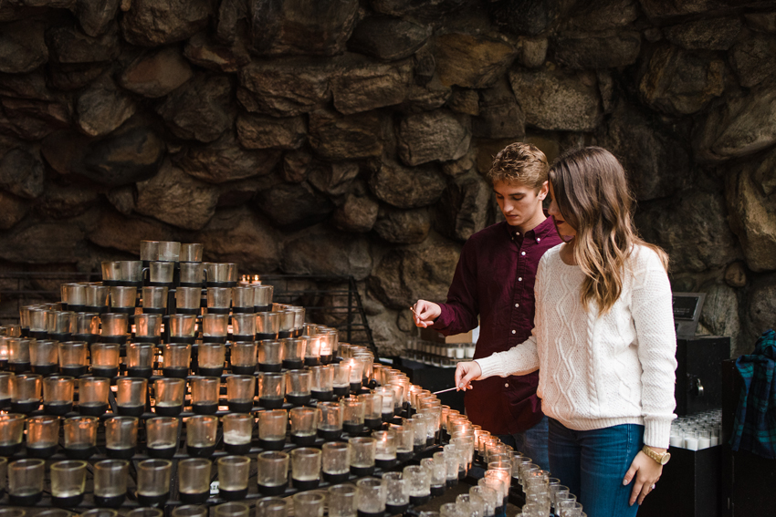 Notre Dame Fall Rain Engagement Photos