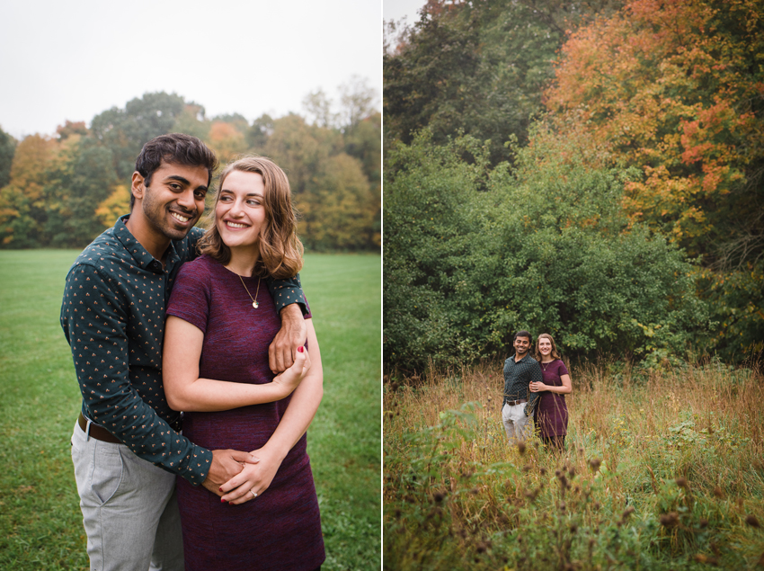 Saint Patricks Park Fall Rain Engagement Photos