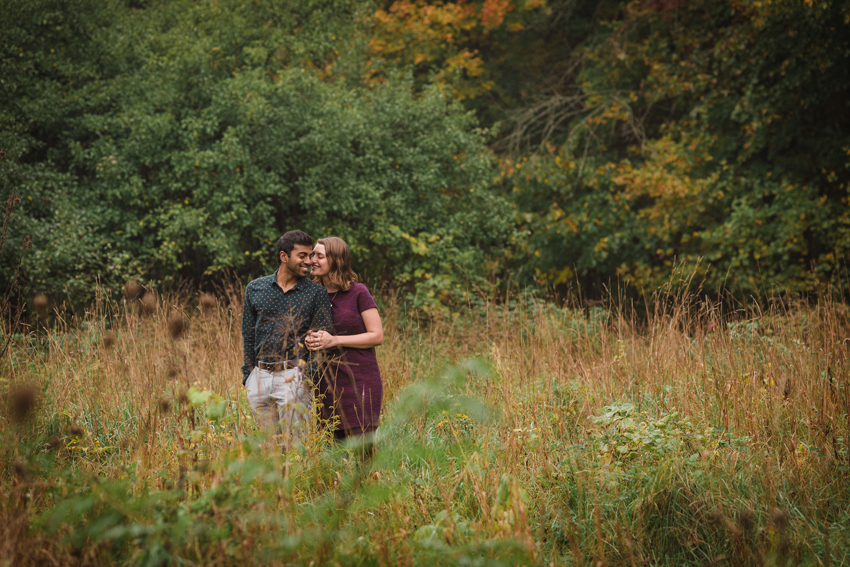 Saint Patricks Park Fall Rain Engagement Photos