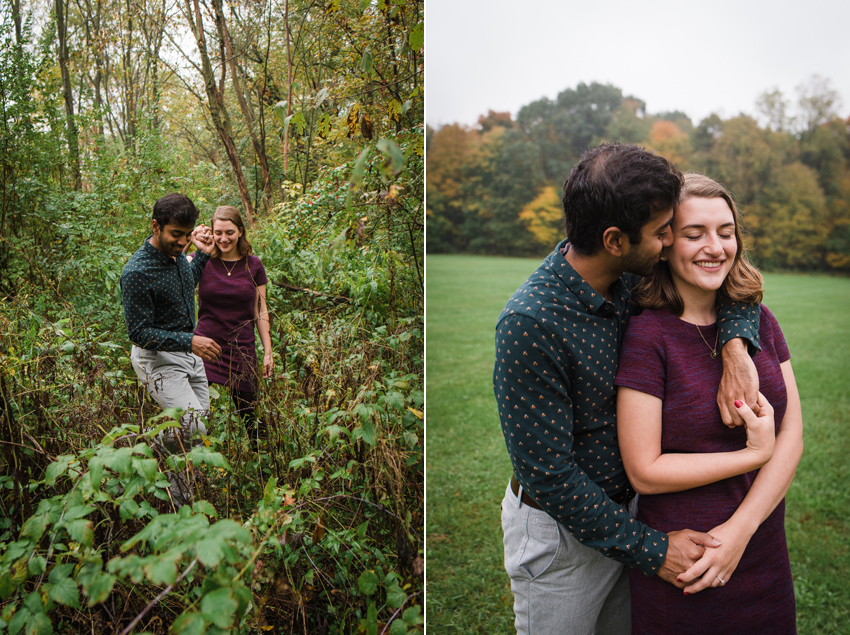 Saint Patricks Park Fall Rain Engagement Photos