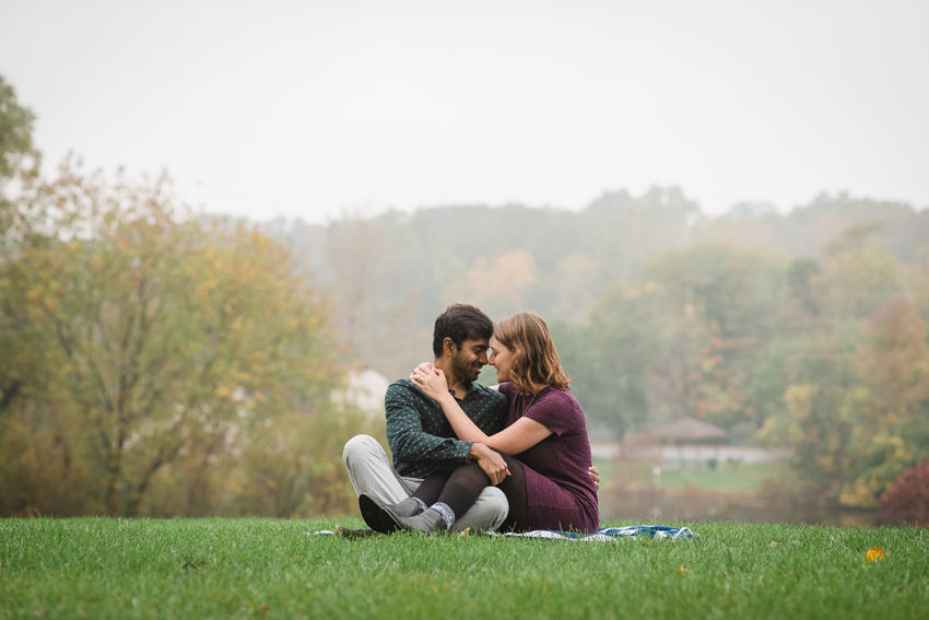 Saint Patricks Park Fall Rain Engagement Photos