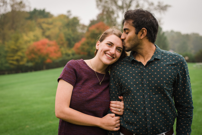 Saint Patricks Park Fall Rain Engagement Photos