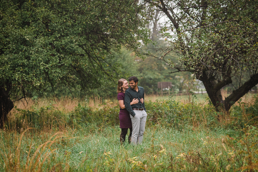 Saint Patricks Park Fall Rain Engagement Photos