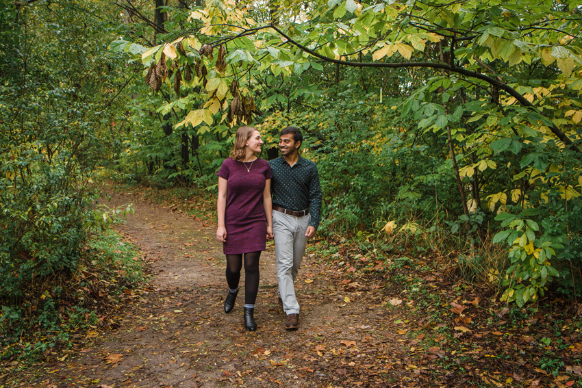 Saint Patricks Park Fall Rain Engagement Photos