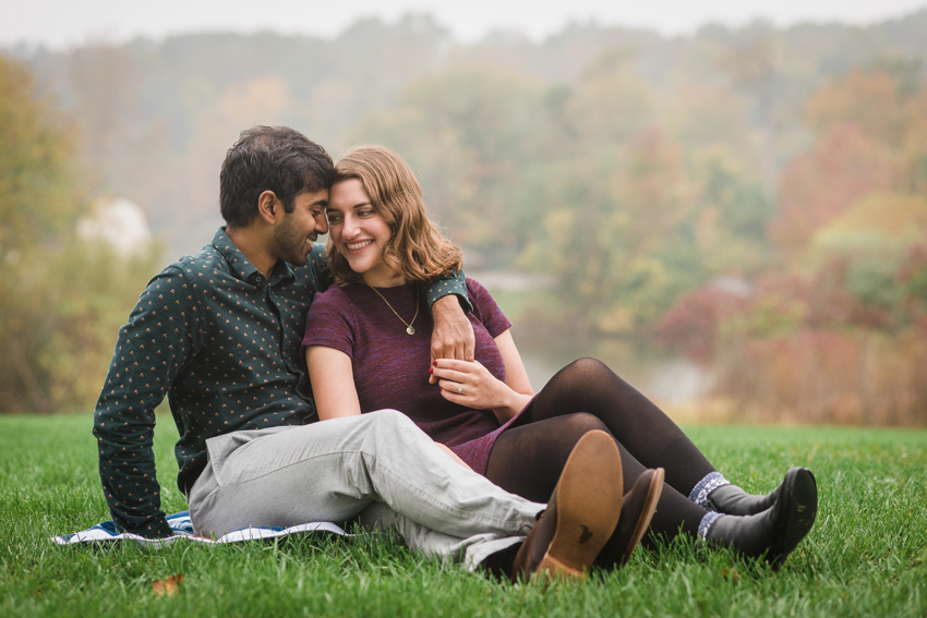 Saint Patricks Park Fall Rain Engagement Photos