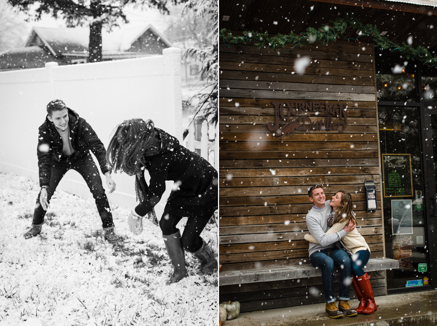 Journeyman Distilliery Winter Engagement Photos