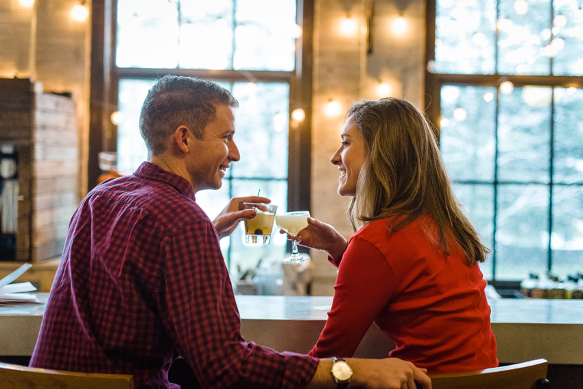 Journeyman Distilliery Winter Engagement Photos