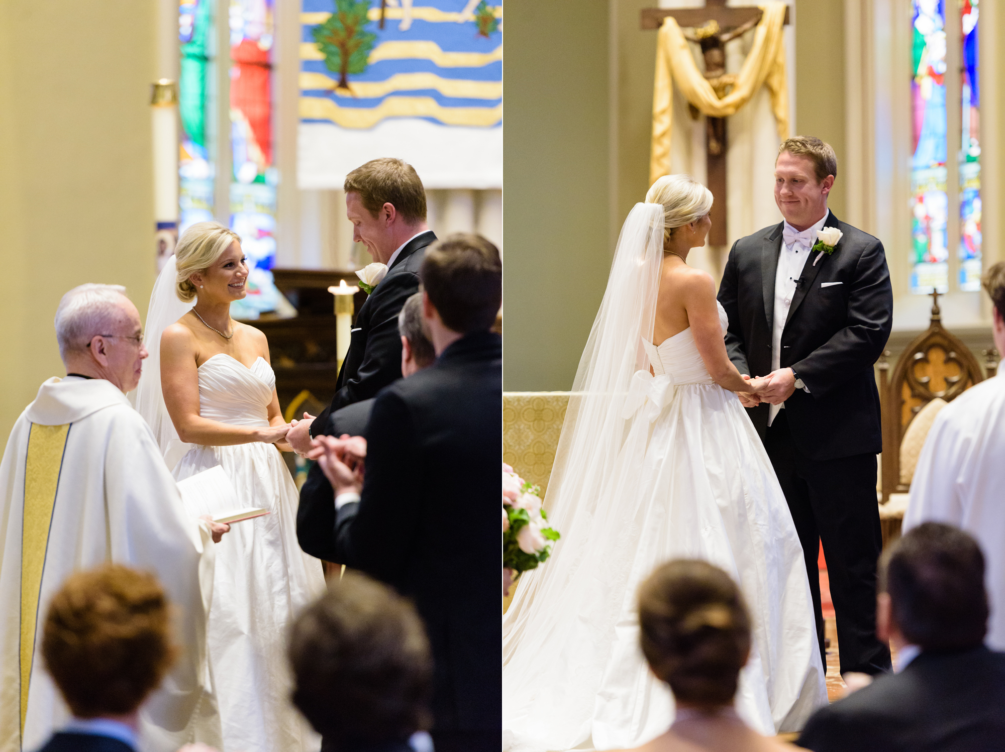 Bride & Groom exchange their vows during the ceremony at the Basilica of the Sacred Heart on the campus of the University of Notre Dame