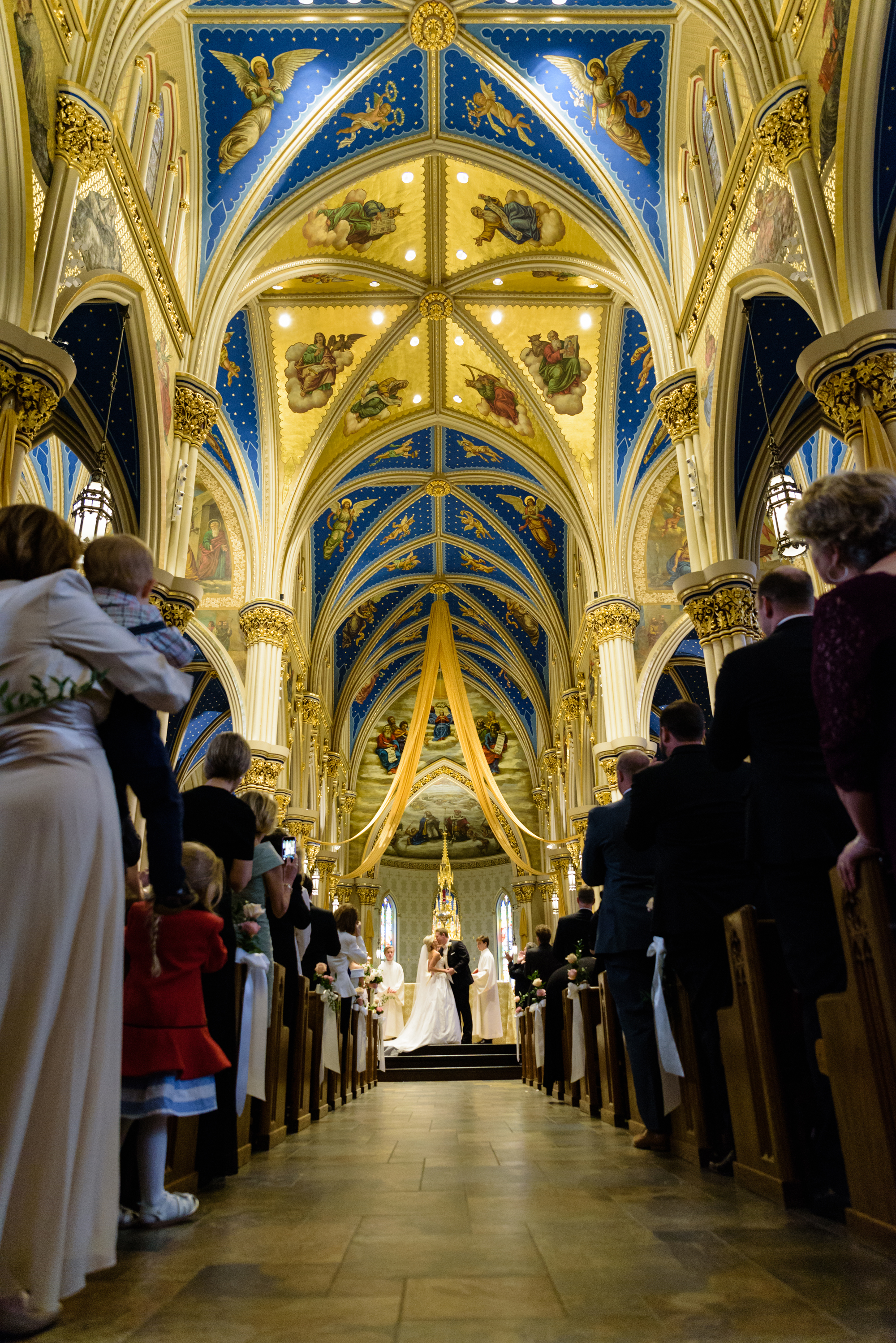 first kiss during a ceremony at the Basilica of the Sacred Heart on the campus of the University of Notre Dame