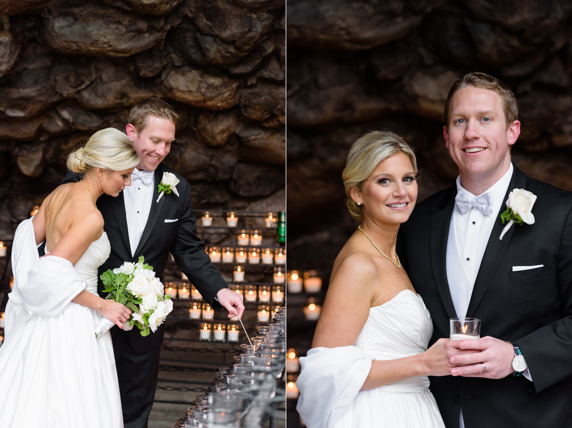 Bride & Groom at the Grotto on the campus of University of Notre Dame