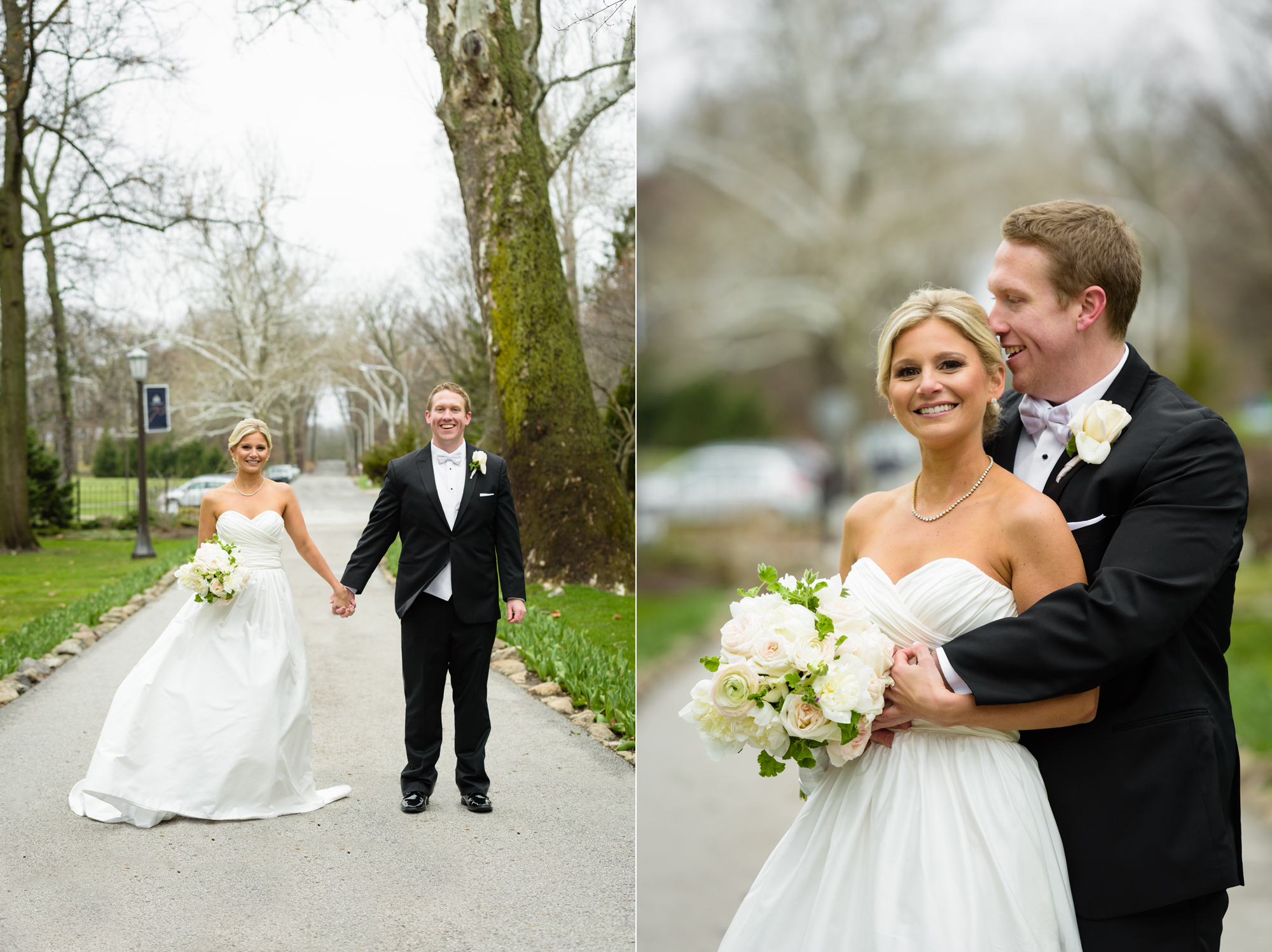 Bride & Groom by the lakes on the campus of University of Notre Dame