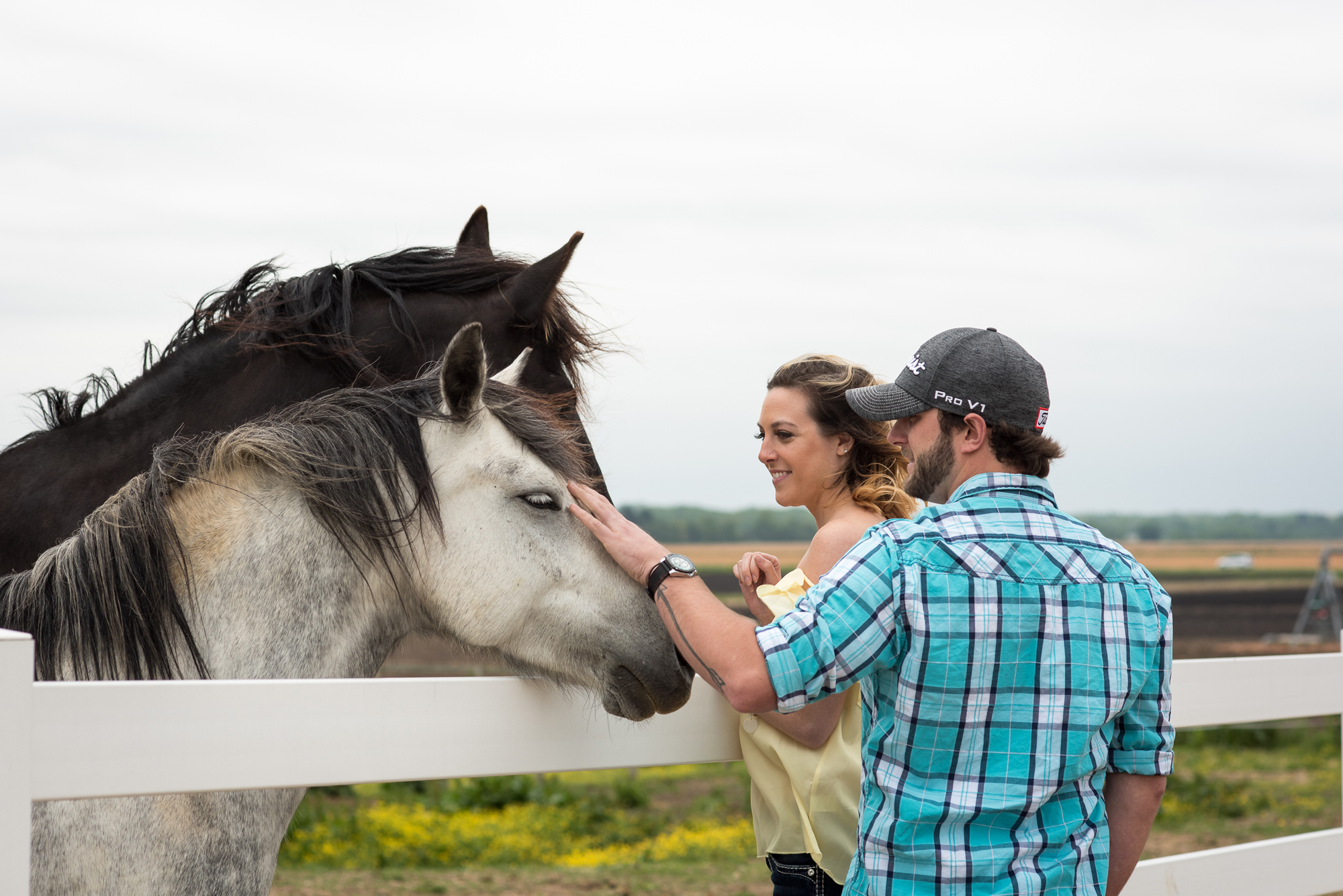 horse as a prop in an engagement session
