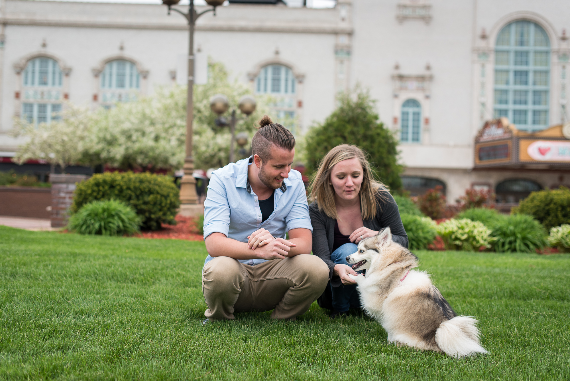 dog as a prop in an engagement session