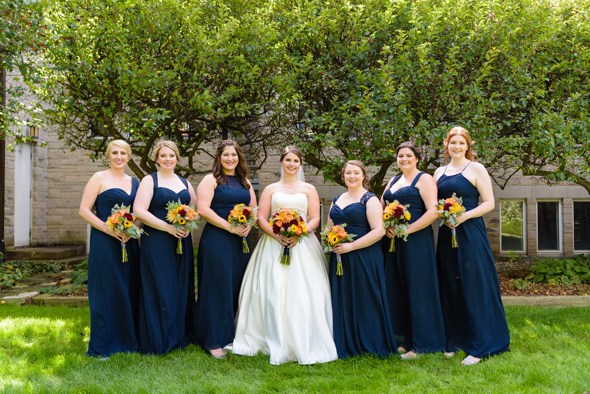 navy blue bridesmaid dresses by Bill Levkoff