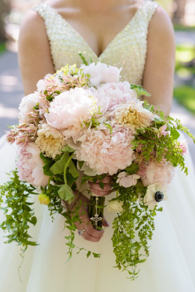 Bridal bouquet by Merry Me Events with peonies, anemone