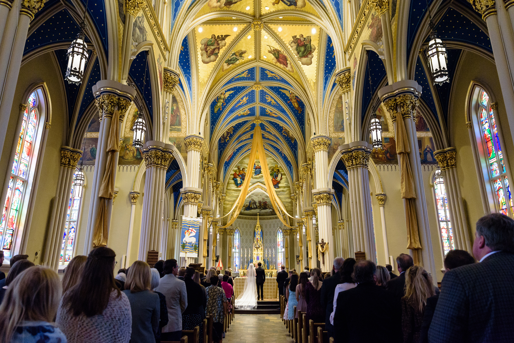 Bride & Groom at the altar of their wedding ceremony at the Basilica