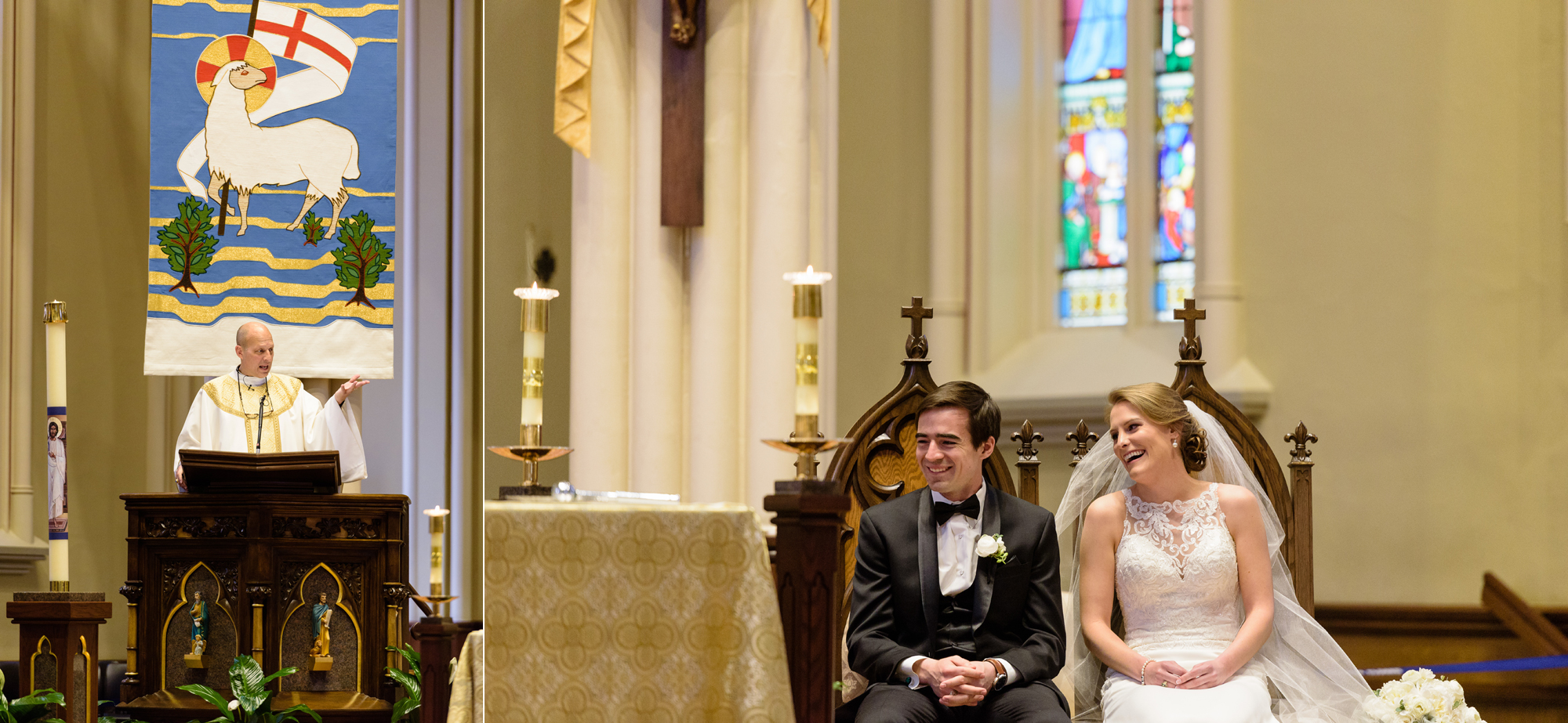 Bride & Groom during their ceremony at the Basilica