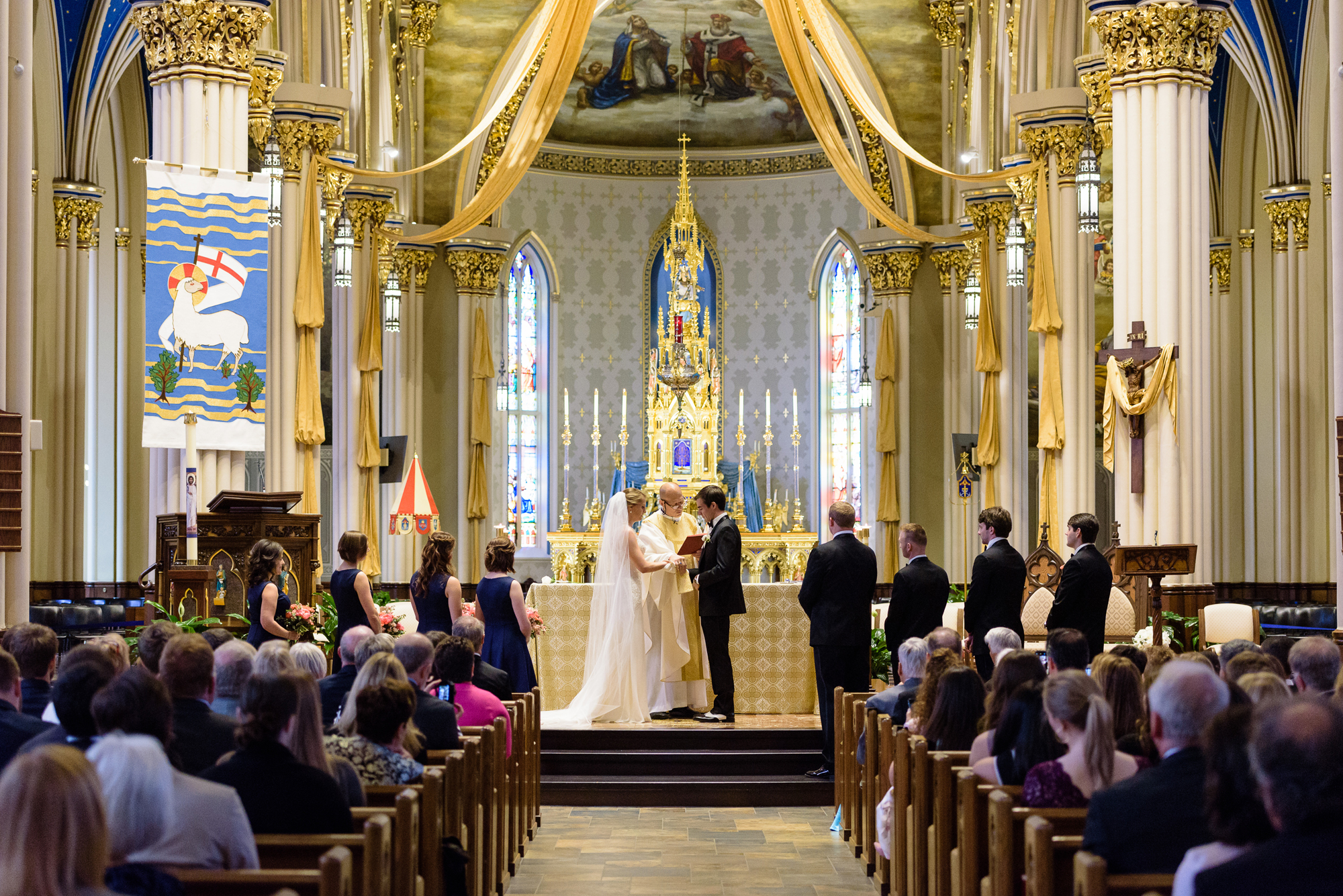 Bride & Groom during their ceremony at the Basilica