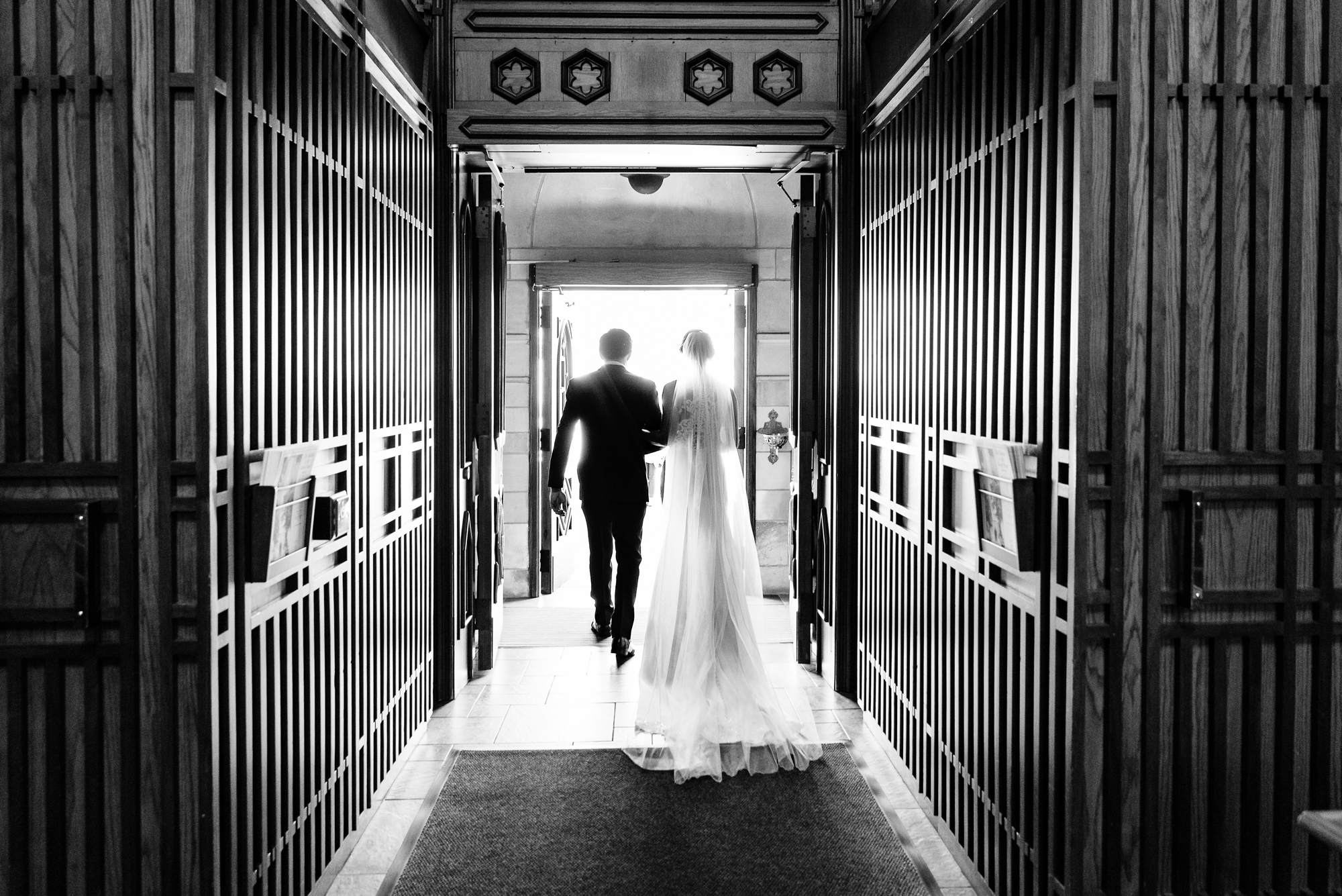 Bride & Groom leaving the Basilica at Notre Dame