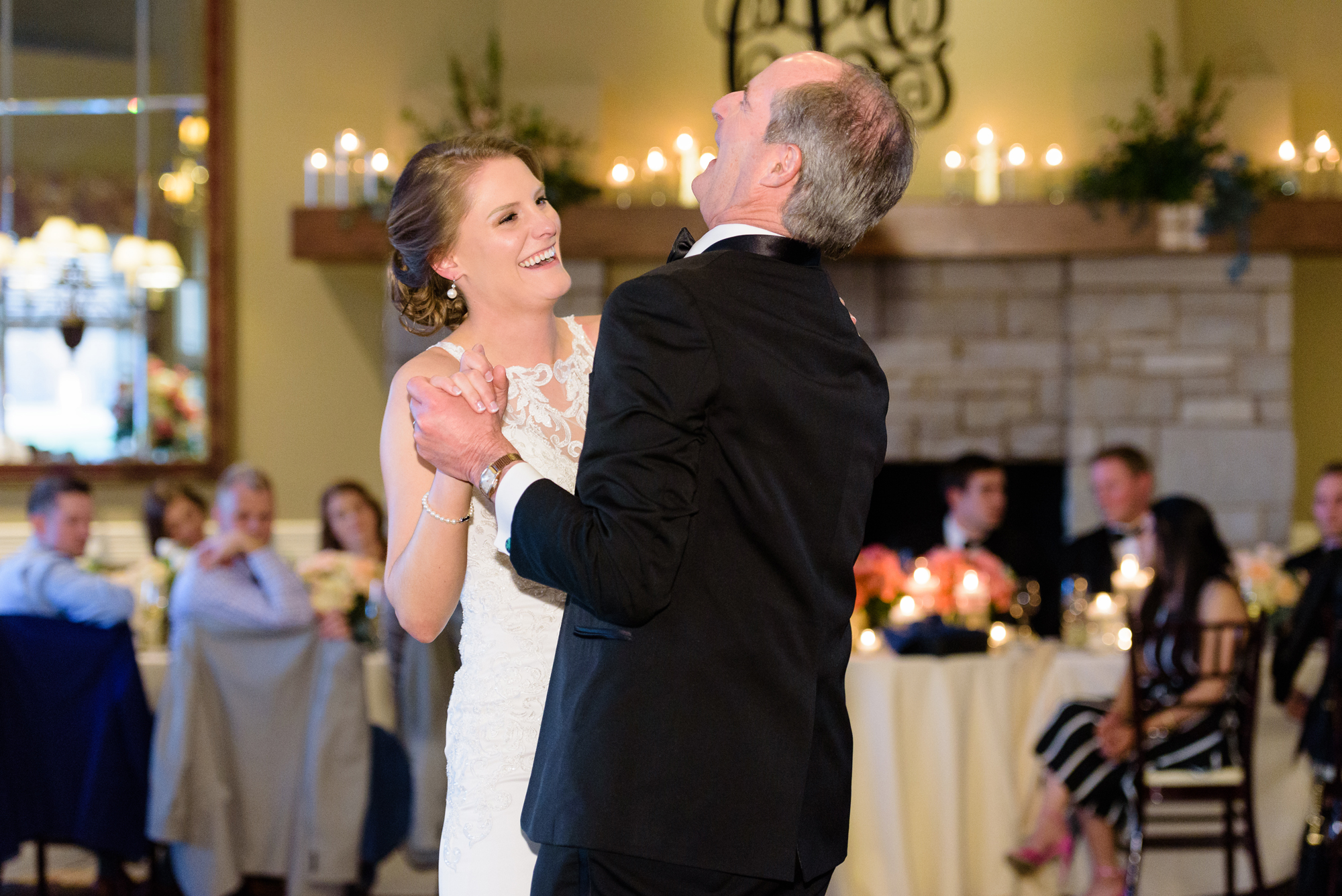 Daddy Daughter Dance at the wedding reception at South Bend Country Club