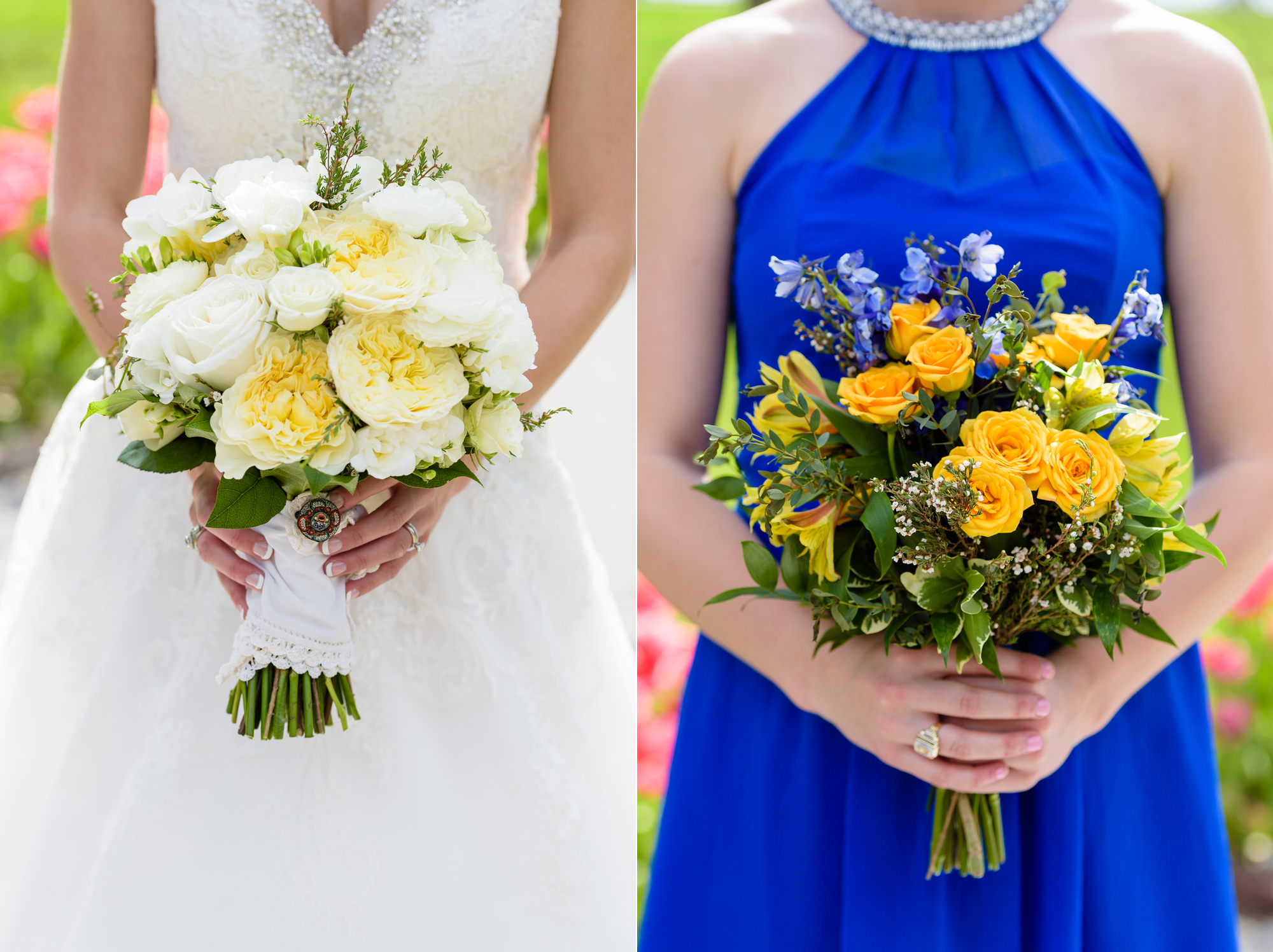 Wedding bouquets by Poppies by Polly on the campus of Notre Dame