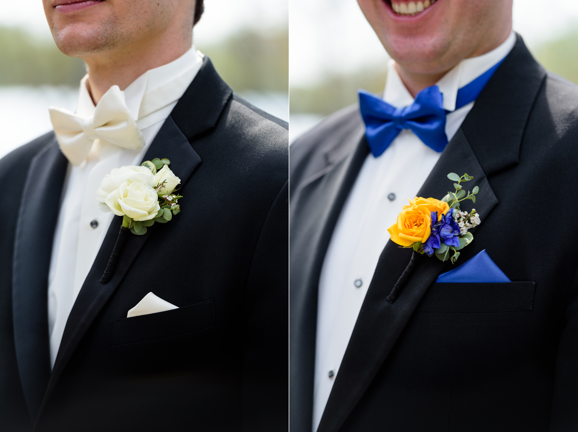 Wedding boutonnieres by Poppies by Polly on the campus of Notre Dame