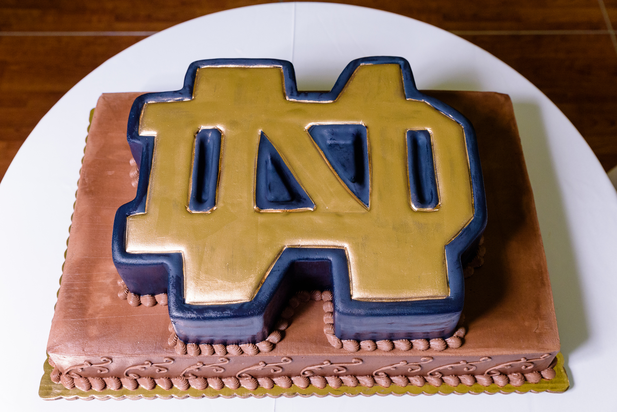 Groom's ND Cake for a wedding reception at the Morris Inn on the campus of Notre Dame by Notre Dame Bakery