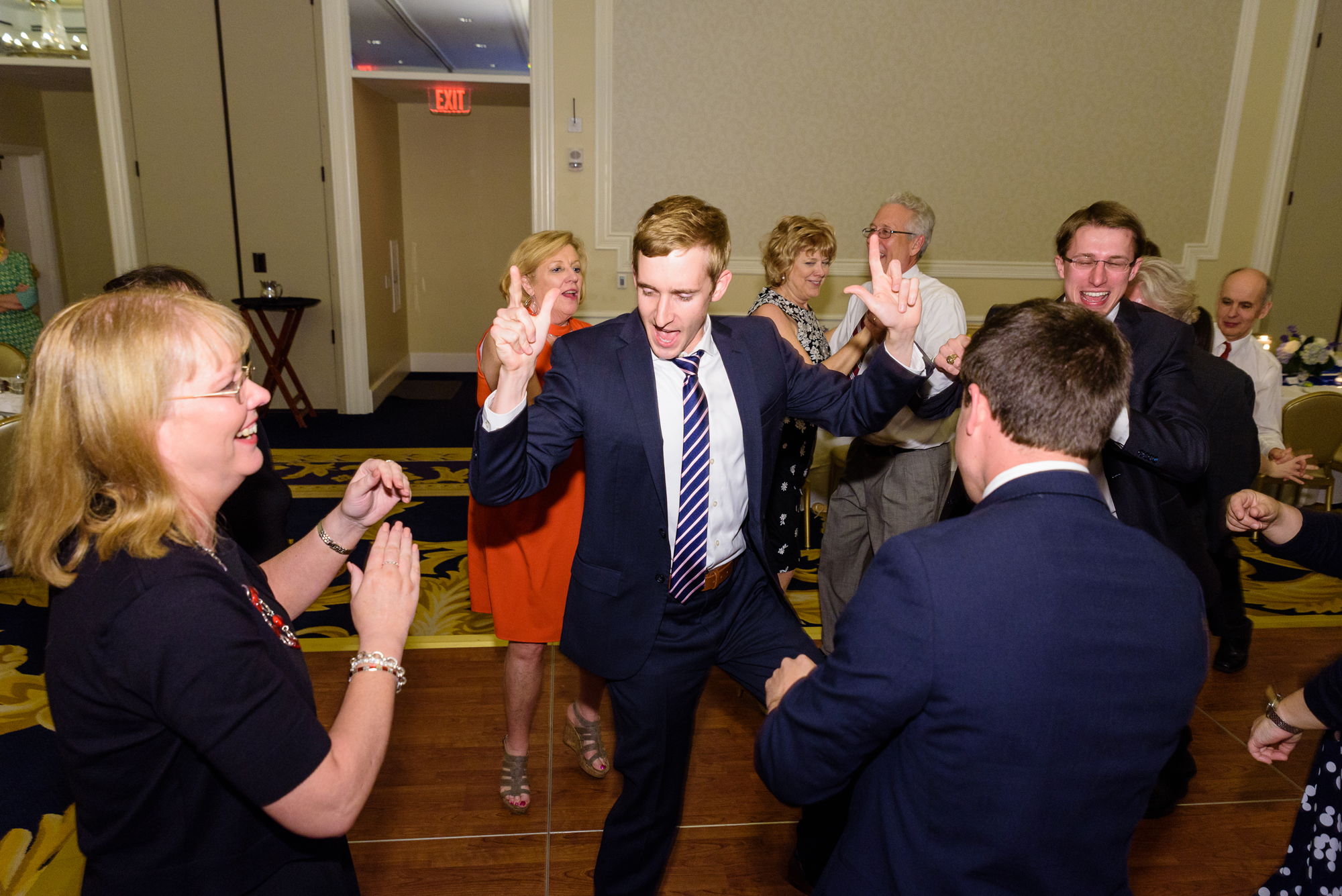 Wedding reception dancing to Bluewater Kings Band at the Morris Inn on the campus of Notre Dame