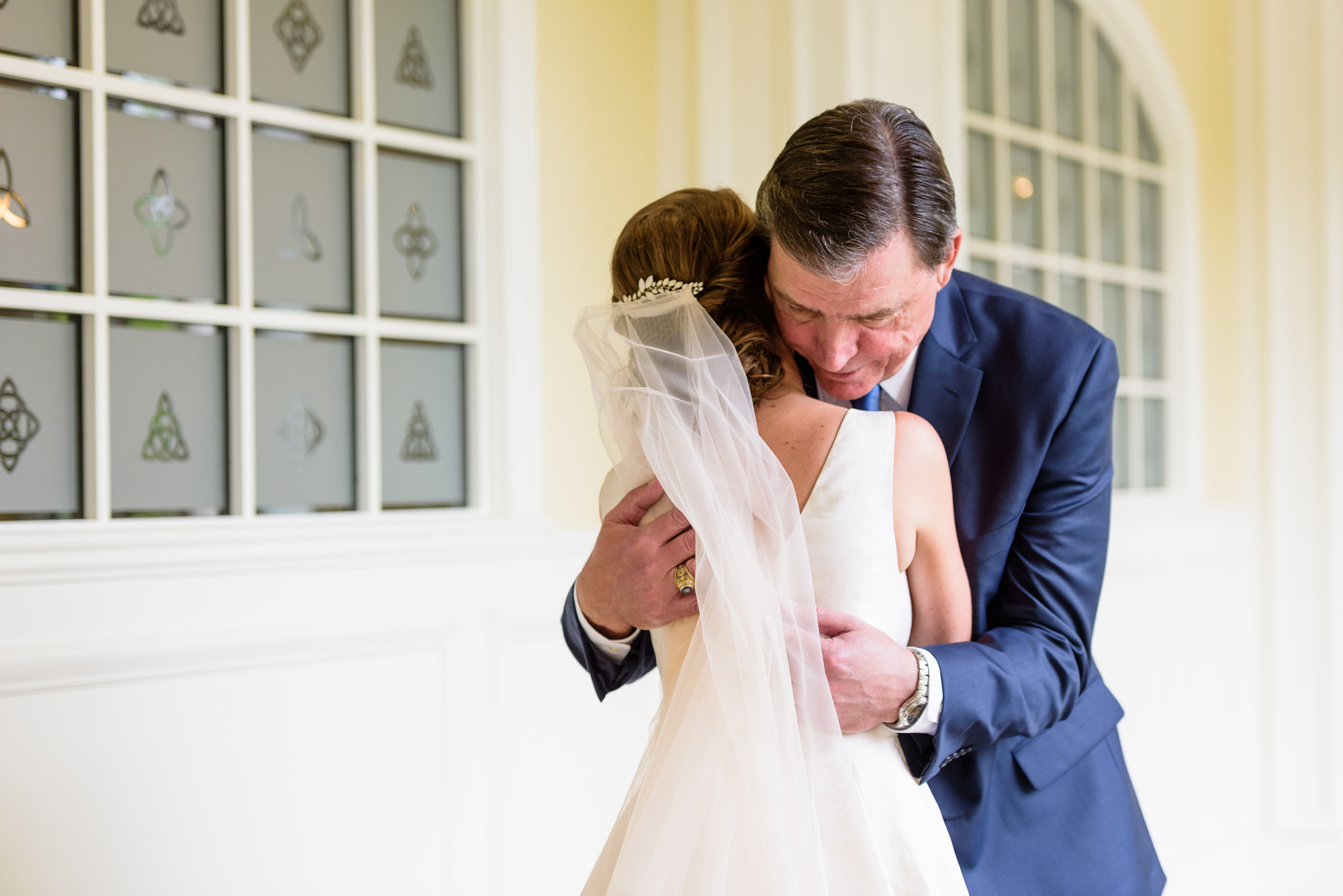 Daddy Daughter First look before her wedding ceremony at the Basilica of the Sacred Heart on the campus of the University of Notre Dame