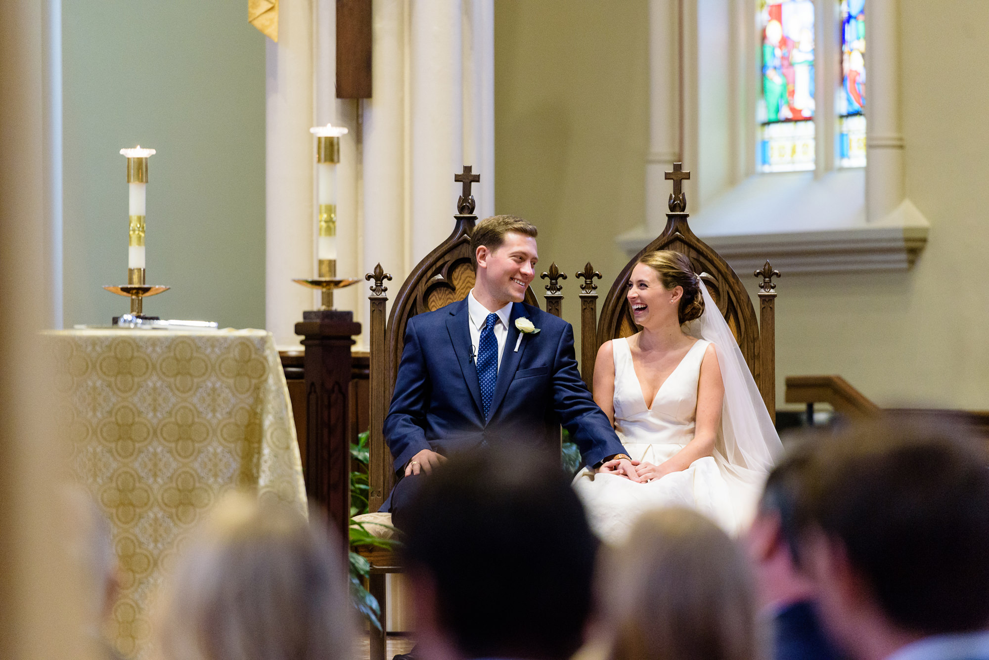 Bride & Groom at their wedding ceremony at the Basilica of the Sacred Heart at the University of Notre Dame