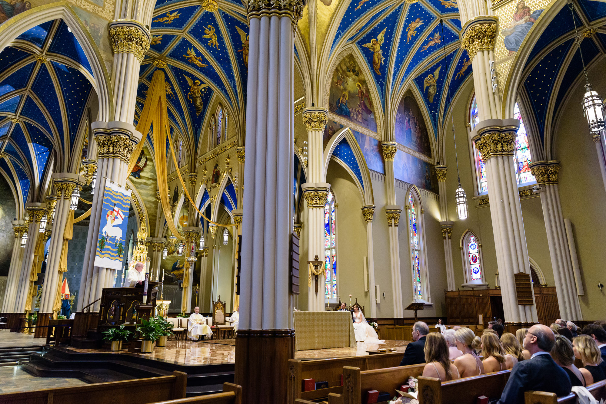 Bride & Groom at their wedding ceremony at the Basilica of the Sacred Heart at the University of Notre Dame