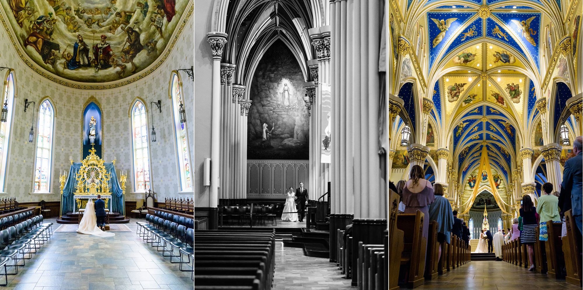 Bride & Groom at their wedding ceremony at the Basilica of the Sacred Heart at the University of Notre Dame