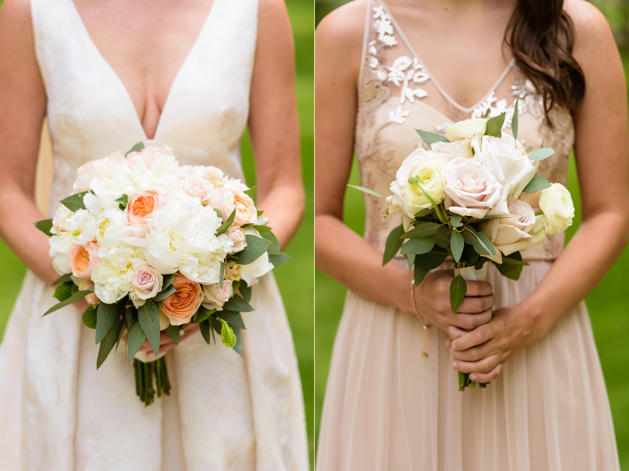 Bridal bouquets by Merry Me Events for a wedding on the campus of the University of Notre Dame