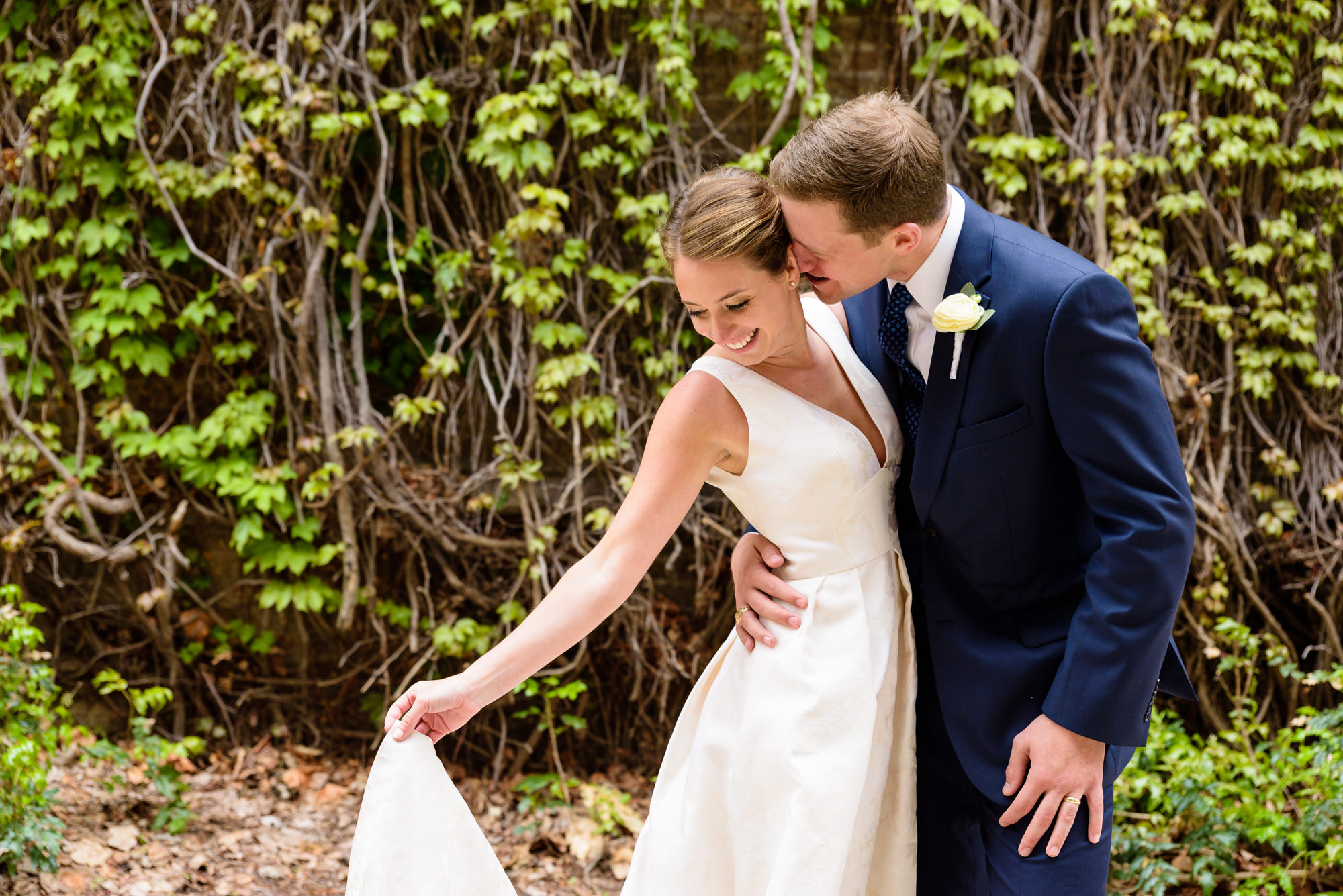 Bride & Groom outside Fitzpatrick hall on the campus of the University of Notre Dame