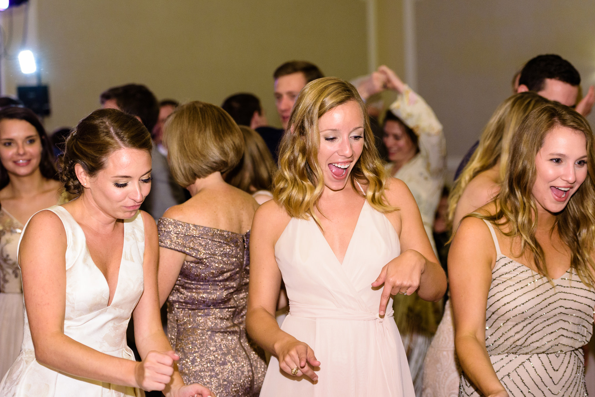 Dancing at a wedding reception at the Morris Inn on the campus of the University of Notre Dame