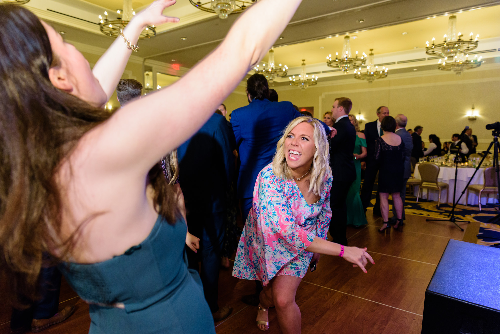 Dancing at a wedding reception at the Morris Inn on the campus of the University of Notre Dame