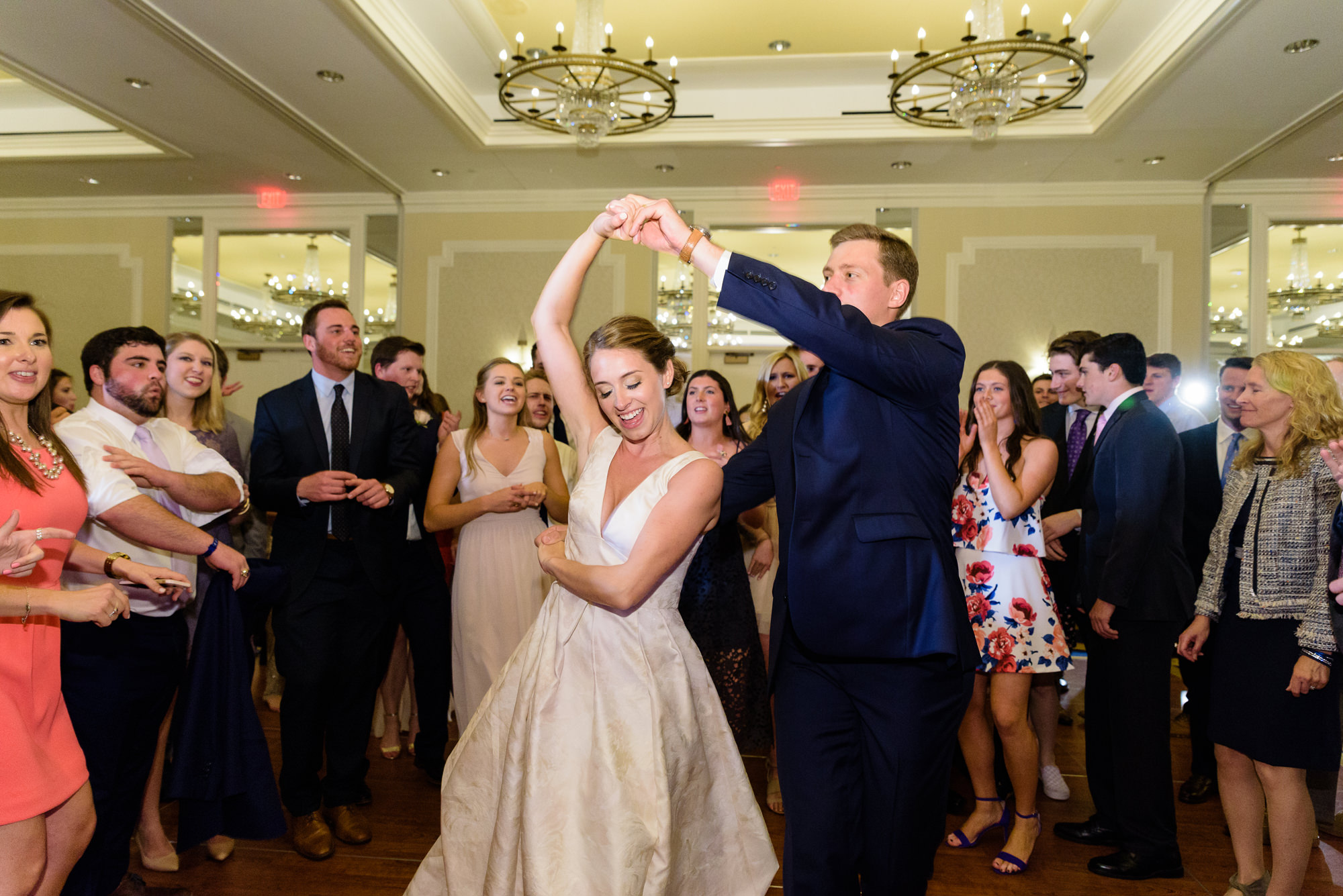 Dancing at a wedding reception at the Morris Inn on the campus of the University of Notre Dame