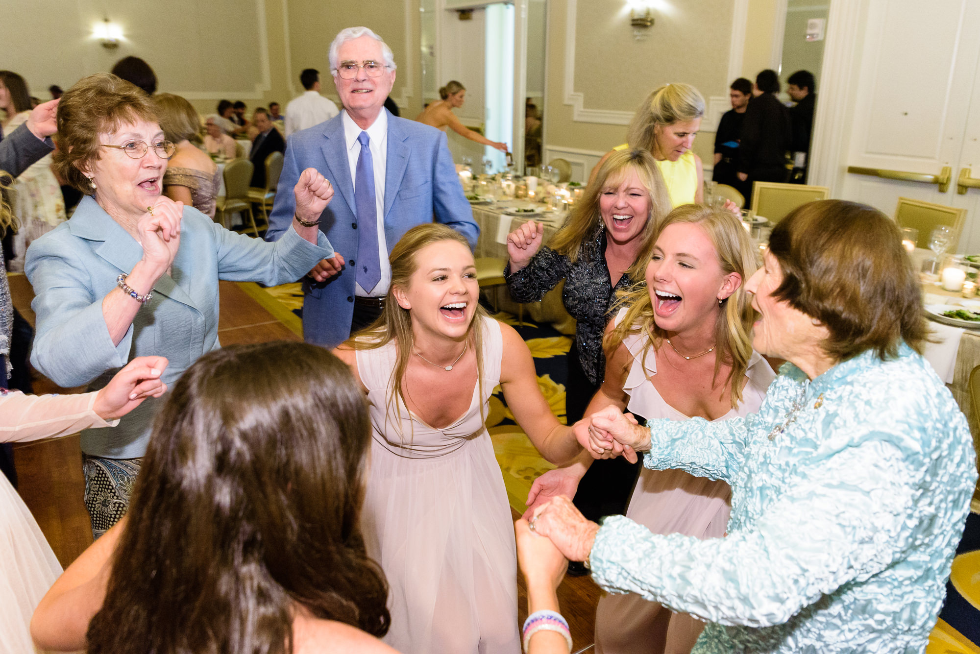 Dancing at a wedding reception at the Morris Inn on the campus of the University of Notre Dame